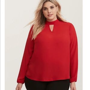 Torrid Red Mock Neck Tie Back Top